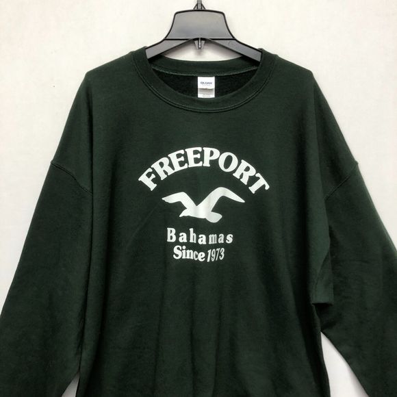 Gildan Men Pullover Freeport Bahamas Sweatshirt Size 2XL XXL Green B216 -19 - Picture 7 of 10